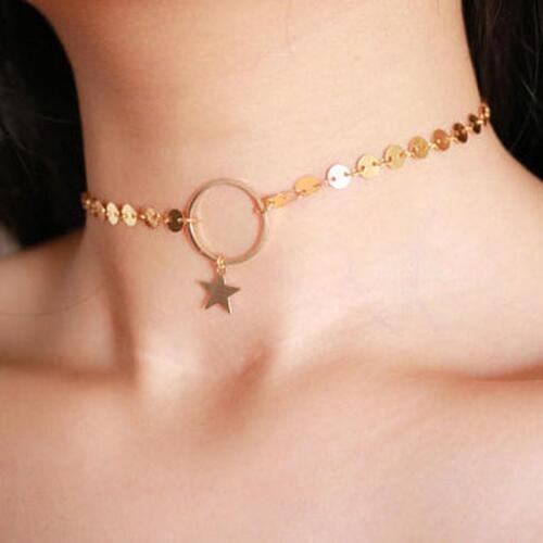 HebeDeer Necklace Chain Women Necklaces Jewelry Choker Star Lover Yellow Gold Color Trendy Trendy Simple Collares Collier