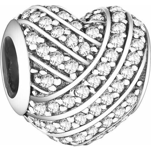 925 Sterling Silver Charms Cz Heart European Bead Fit Original Bracelets Chain DIY Pendant Charm Beads Girl Women Jewelry Making