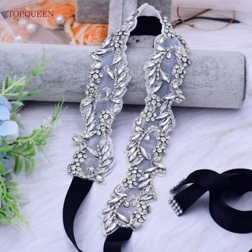 TOPQUEEN S492 Belt with Rhinestones Vogue Wedding Belts for Women Dresses Bridal Belt Plus Size Bridesmaid Belt Bling Belt