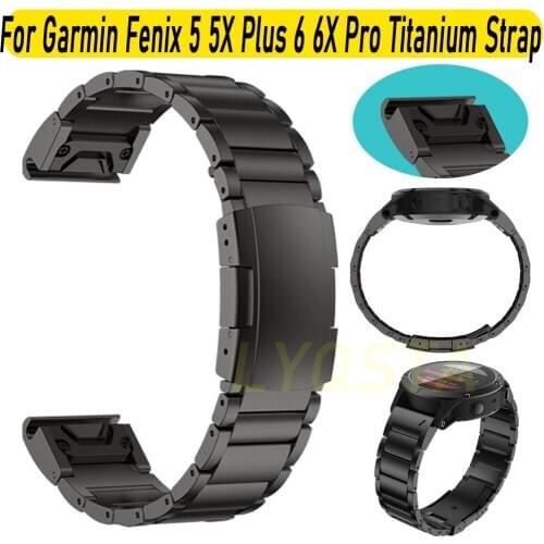 New 22/26mm Lighter Harder Titanium Alloy Strap For Garmin Fenix 6 5X Plus 945 MK1 D2 Bravo Quickfit Install Metal Watch Bands