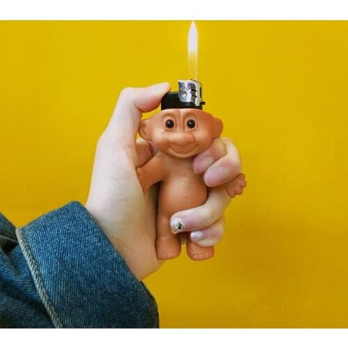 1PC Creative Rubber Doll Lighter Case for Lighter Case Cute Funny Trolldroll Armor Shell General Body Protection Lighter Cover