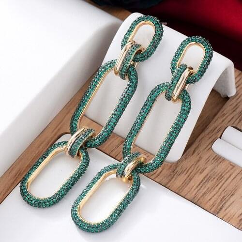 4Colors Luxury Noble Dangle Earrings For Women Wedding Cubic Zircon CZ Punk Trend Party Indian earrings for women 2021