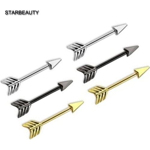 1 Pc Arrow Nipple Piercings 14G Sexy Surgical Stainlesss Steel 1.6*14mm Earbone Piercing Black Ear Body Piercing Ombligo