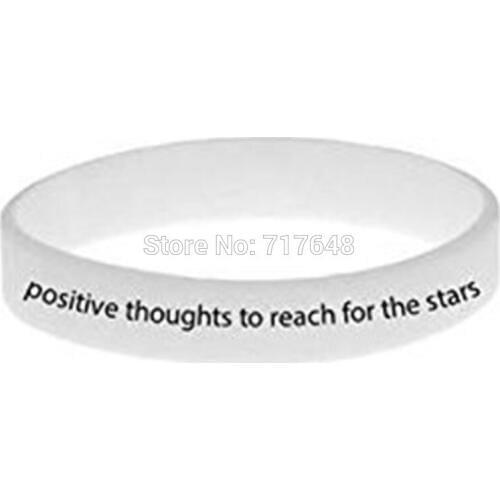 100pcs positive thoughts reach for the stars wristband silicone bracelets free shipping by epacket A