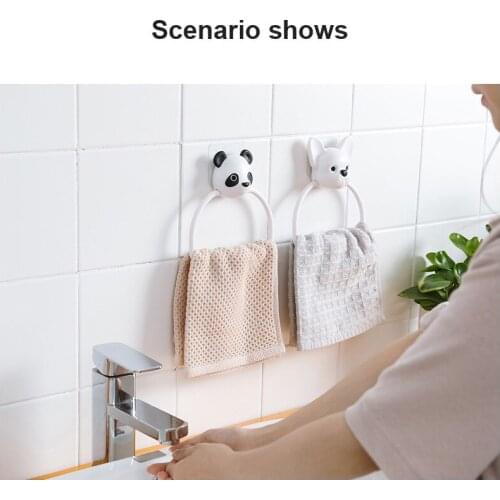 Cute Cartoon Childrens Towel Rack Kitchen Hand Towel Rag Rack Bathroom Non-perforated Non-marking Towel Ring Practical