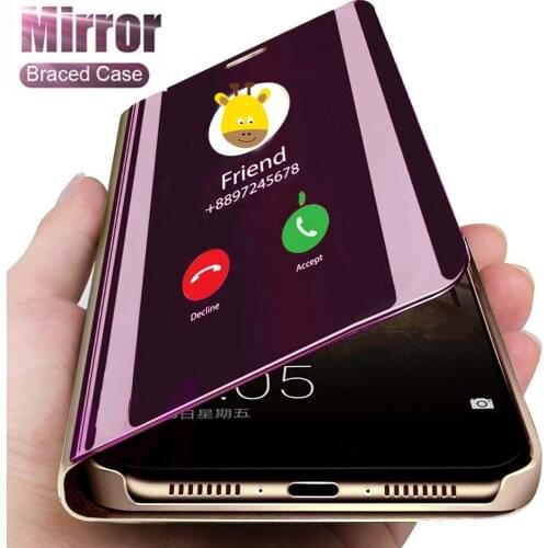 Smart Mirror Flip Phone Case For Redmi Note 10 10S 9S 9 Pro Max 8 7 6 POCO M3 X3 F3 K40 K30 K20 Cover Case Xiaomi Mi 11 Lite 10