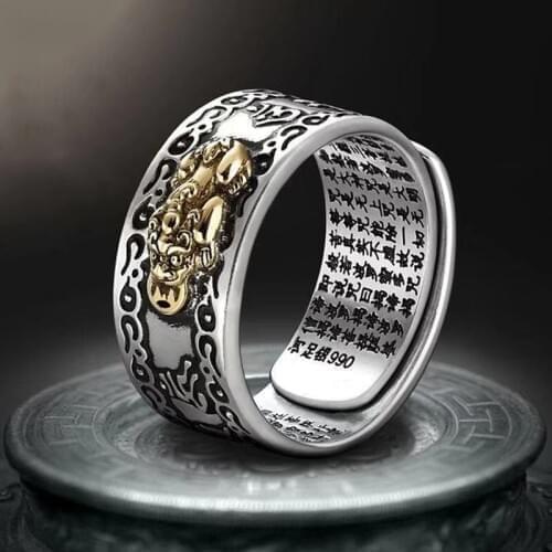 Magic spell ring 2021 new feng shui amulet wealth lucky adjustable ring Buddhist jewelry gifts for men and women