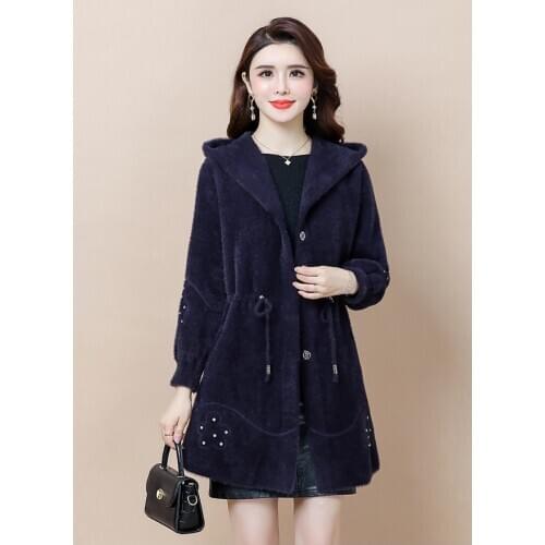 WYWAN Casual Long Sleeve Hooded Trench Coat Autumn Black Zipper Plus Size 5XL Velvet Long Coat Women Overcoat Clothes