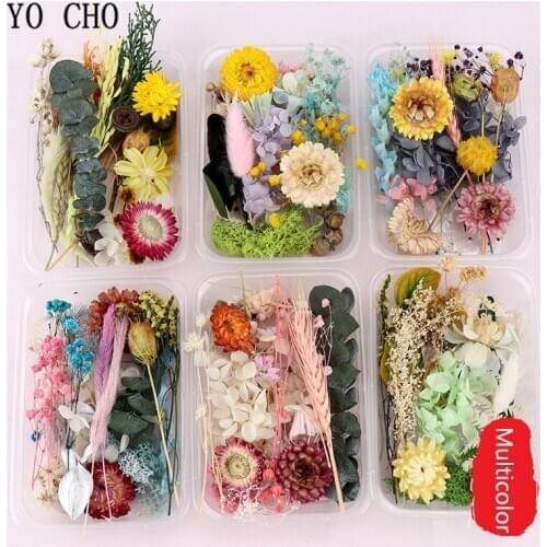 YO CHO 3 box of dried flowers mini immortal plants for scented candles epoxy resin crafts making DIY accessories