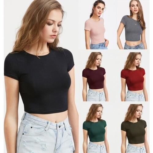 Womens Short Sleeve T-Shirt Women Round Collar Black Pure Cotton T-Shirt Spring/Summer 2020 Leisure Joker Camiseta