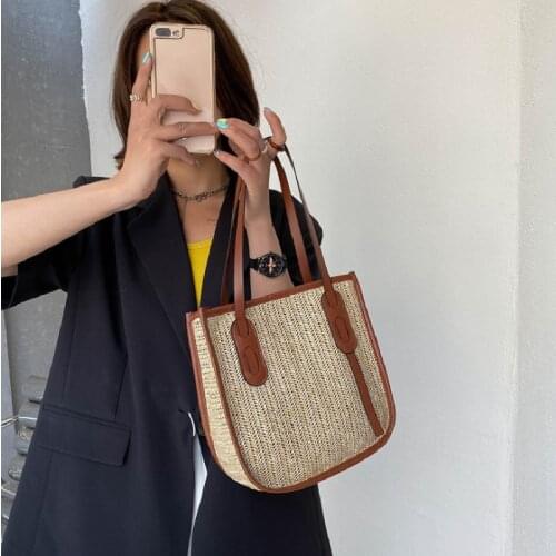 Female Shoulder Bags New Style Woven Bucket Bag Fashion Casual Handbags Summer Straw Underarm Bags For Women Сумка Женская Багет