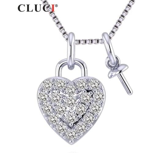 CLUCI heart 925 Sterling silver Pendant for Women Jewelry Making Zircon Gemstone 925 Sterling Silver Pendant SP366SB