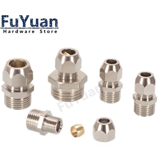 1/8" 1/4" 3/8" 1/2" BSP Male Thread 4 6 8 10 12 14 16mm OD Tube brass Ferrule Tube Compression Fitting Connector
