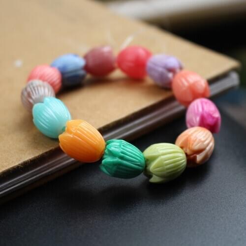 10Pcs 12mm*14mm Double colored Carved Jasmine Flower Artificial coral beads Multi-color for Jewelry making DIY Accessoires