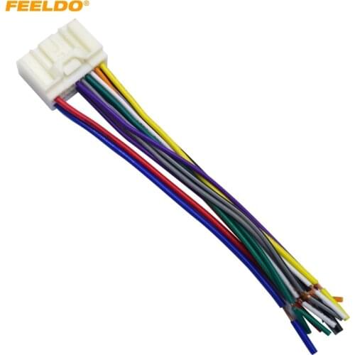 FEELDO 6Pc Car Radio Audio CD Power Wire Harness Adapter For Mitsubishi Lancer/Outlander/Mirage Toyota Crown/ Land Cruiser/Prado