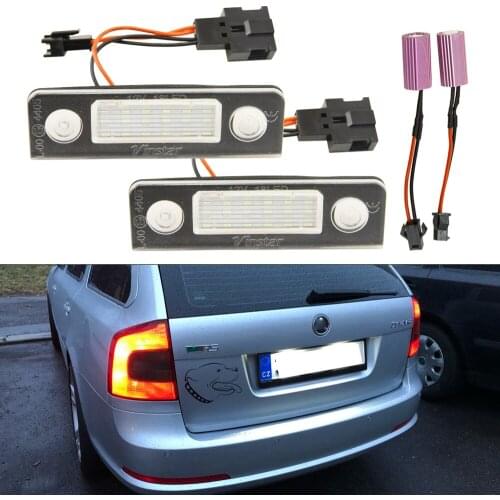 2X Car White Canbus Error Free LED License Plate Light for Skoda Octavia Roomster 5J Scout 4x4 Auto vRS Warning Lamp