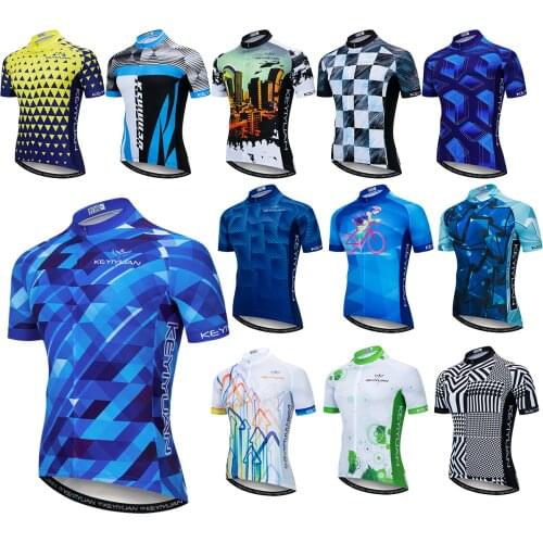 2021 KEYIYUAN Men Short Sleeve Cycling Jersey MTB Road Bike Shirts Bicycle Tops Cycle Clothing Mallots Ciclismo Hombre