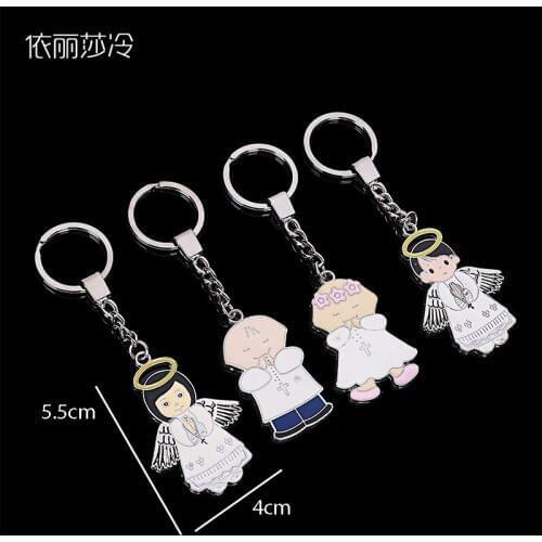 30 pieces / Catholic cartoon Jesus cross keychain, glamour cartoon angel key ring gift jewellery, ladies jewelry key gift