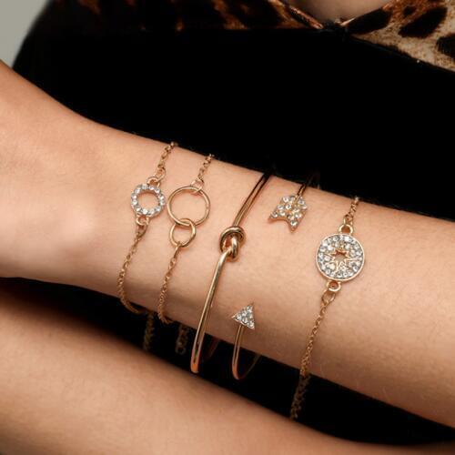 5Pcs/Set Bohemian Bracelet Star Circle Punk Jewelry Boho Vintage Beach Bangle for Girl Women Travel Gift 2020 Fashion Gold Color