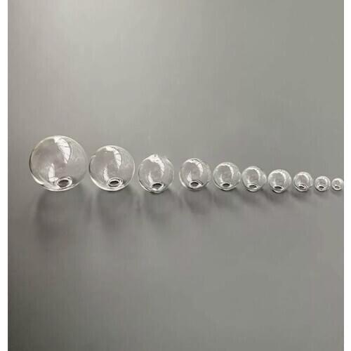 50pcs 14mm Small hollow glass ball with one hole round bubble vial glass globe orbs glass beads jewelry findings glass locket
