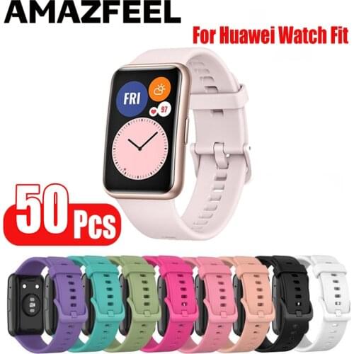 50 Pcs/Pack Straps For Huawei Watch Fit Bracelet Strap Silicone Watch Band For HUAWEI Watch FIT Smart Watch Band Wrist Correa