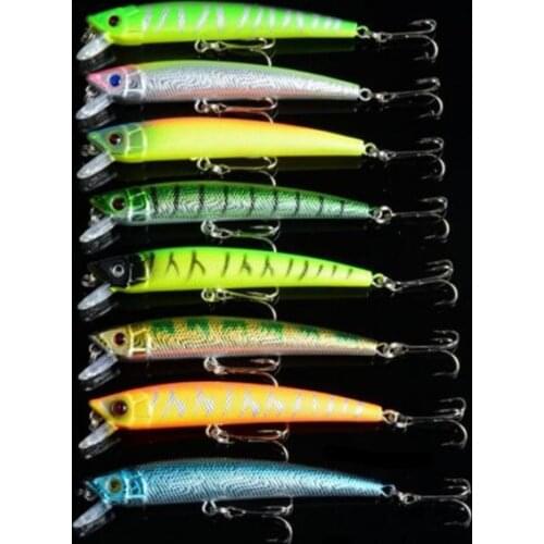 8 Pieces Minnow Bait 7.3g 9.5cm 2 Treble Hook Lure Swimbait Wobbler Vibration Pesca Fishing Tackle