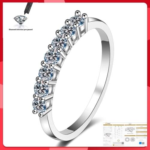 925 Sterling Silver Moissanite Ring 0.28ct 0.7ct Round Moissanite Diamond Solitaire Engagement Rings For Women