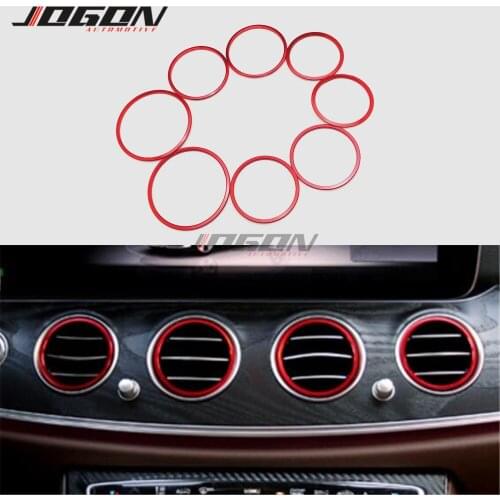 A/C Air Vent Outlet Circle Ring Cover Trim 8pcs RED For Mercedes Benz E200 E300 E350 E400 W213 2017 E Class NEW