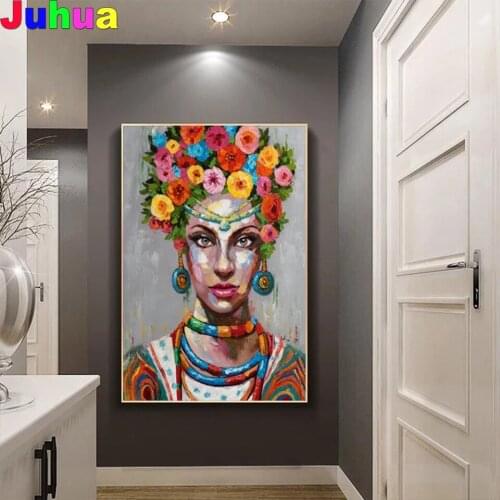 African woman 5D DIY Diamond Painting full square/round drill flower girl Diamond Embroidery mosaic diamond Stitch home Decor