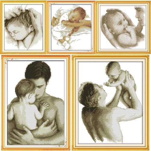 5D Diy Diamond Embroidery Cross Stitch love Father and Baby Full Square Diamond Mosaic Needlework Diamond Painting sweet home