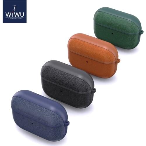WiWU Genuine Leather Case for AirPods Pro Shockproof Cover Case for AirPods 1 2 Tight Fit Full Protective Shell for AirPods