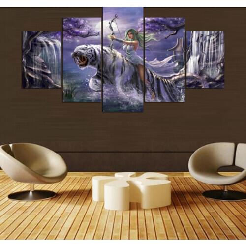 Diy 5 panel diamond painting Game Warcrafte Characte bedroom living room mosaic 5D round Diamond Embroidery still life