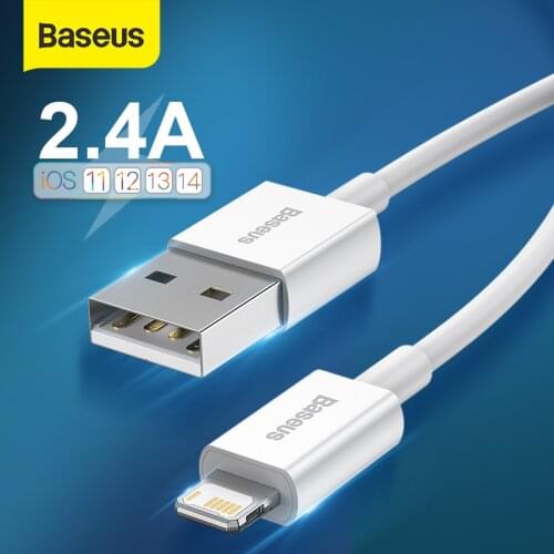 Baseus 2.4A USB Cable For iPhone 12 11 Pro Max Fast Charging Mobile Phone Cable For iPhone XS Max 8 7 6 Plus Data Sync Wire Cord