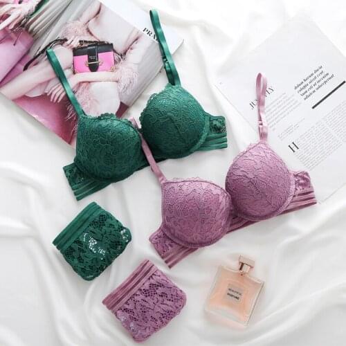 Europe and the United States, sexy underwear sets, French lace embroidery girls simple convergence, bra underwear on thin thick