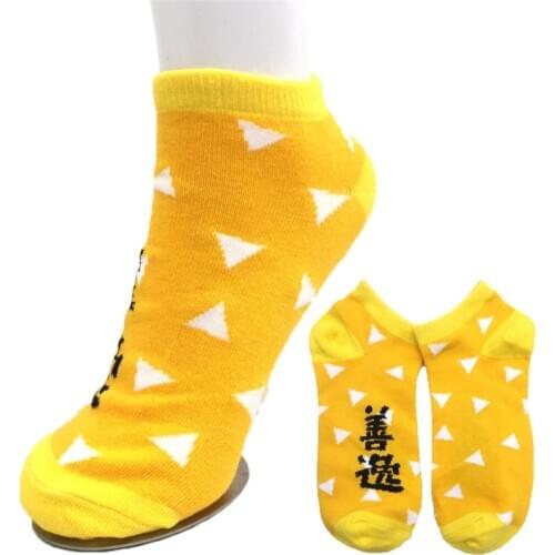 Anime Demon Slayer Kimetsu No Yaiba Agatsuma Zenitsu Short Socks Fashion Cosplay Ankle Casual Colorful Stockings Tight Socks