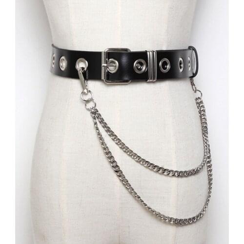 2019 new Metal Buckles leather Belt Female Men For Jeans leather Belts For Women Fashion Tassels Chain Simple Casual Straps belt