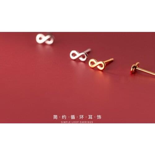 Small Cute 5mm*10mm 100% Real. 925 Sterling Silver Glossy infinite Love Knot ear Stud Earrings Fine Jewelry C-G8793