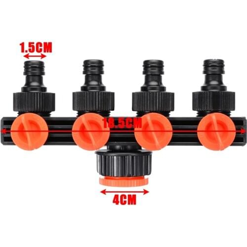 Mayitr 4 Way Water Tap Splitter Hose Pipe Connector Quick Thread Adaptor Connector for Garden Irrigation Accessories