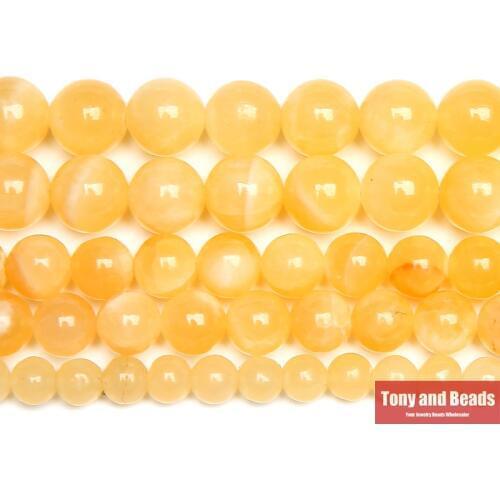 Natural Stone Yellow Jaspers Round Beads 15" Strand 4 6 8 10 12MM Pick Size For Jewelry Making