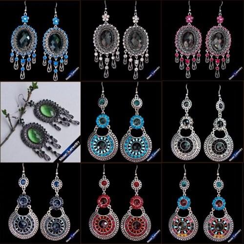Delicate Boho Bohemian Fashion Jewelry Vintage Crystal Zinc Alloy Earrings for Women Long Dangle Earings Female EE11