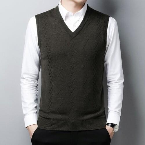 2019 New Knitwear Vest Cashmere Wool Mens Sweaters Men Pullovers V-neck Sleeveless Sweater Vest Cotton knitted vest