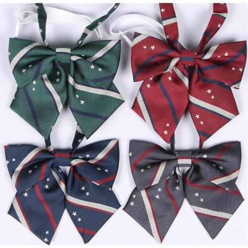 New Design Embroidery Pentagram Necktie Plaid Bow Tie Cute Japanese/korean School Uniform Accessories Jk Uniform Student Bowknot