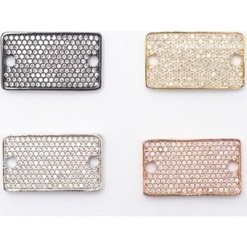 15*26mm rectangle micro pave cz zircon cubic zirconia beads DIY Copper necklace bracelet connectors accessories debv35