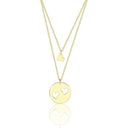RIR Simple Geometric Round Cutout Heart Charm Necklace Creative Design Couple Female Jewelry Necklace Give Her Love Gifts