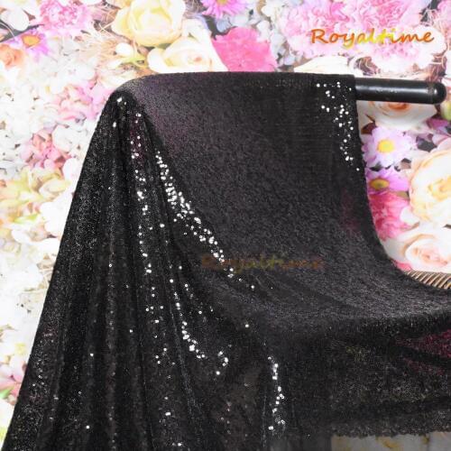 Royaltime Shimmer Black Sequin Fabric By The 0.5 Yard Two Way Stretch Embroidered Mesh African Lace Fabric for Dress Sewing