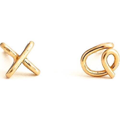 Domino Handmade asymmetric x o stud earrings Hug Kiss Small Post Earrings Valentines Day small x o girls studs earrings