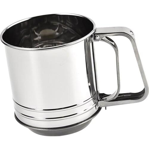 Stainless Steel Flour Sifter Baking Supplies One-handed Small Kitchen Sifter Powder Sieve Baking Supplies