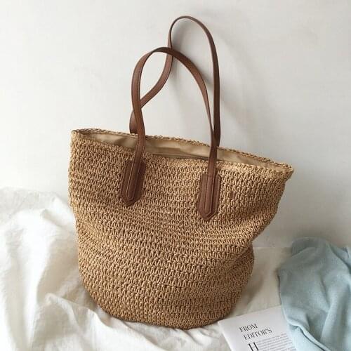 Fashion Women Straw Woven Bag Casual Underarm Shoulder Bag Ladies Vintage Summer Vacation Beach Large Capacity Tote Handbag