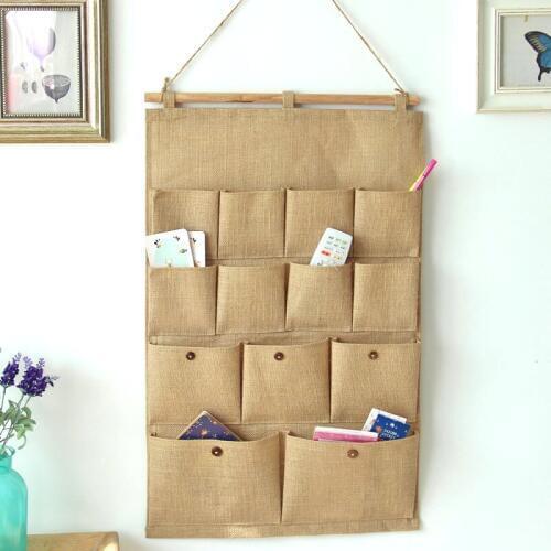 Fabric Decoration 13 Pocket canvas Hanging Wall collect home small things door Bcak decoration bedroom Storage Hanging Bag