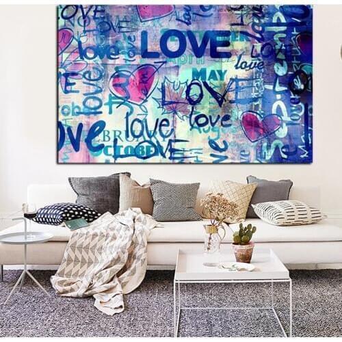 Street Art Graffiti Love Quotes Abstract Oil Painting on Canvas Poster HD Print Pop Art Wall Pictures For Living Room Cuadros